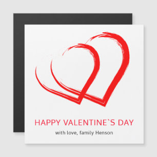 Simple Red Heart Happy Valentine`s Day Magnet Card