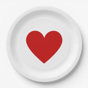 Simple Red Heart  Love Minimalist Modern Classic   Paper Plate