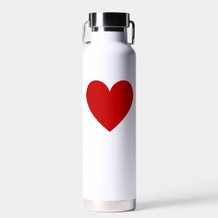 Simple Red Heart Modern Love Chic Minimal White  Water Bottle