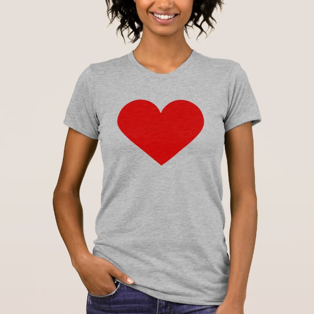 Simple Red Heart Modern Love Grey T-Shirt (Front)