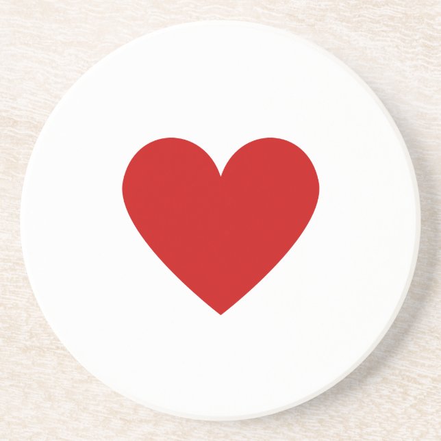Simple Red Heart Modern Love Minimalist Sandstone Coaster (Front)