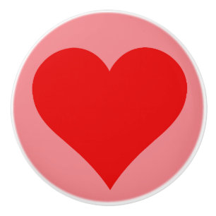 Simple Red Heart on Pink Background Ceramic Pull