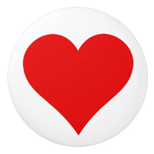 Simple Red Heart on White Background Ceramic Pull
