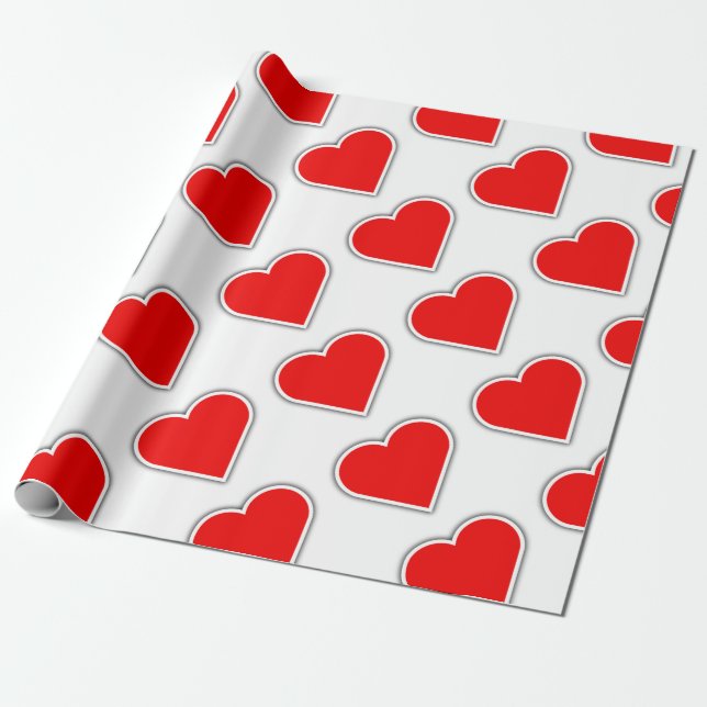 Simple red heart wrapping paper (Unrolled)
