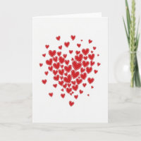 Simple Red Hearts Cluster Card