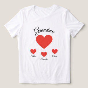 Simple Red Hearts Grandma Grandkids Tri-Blend Shirt