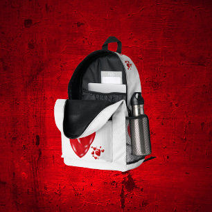 Simple Red Hearts on White Happy Valentine's Day Printed Backpack