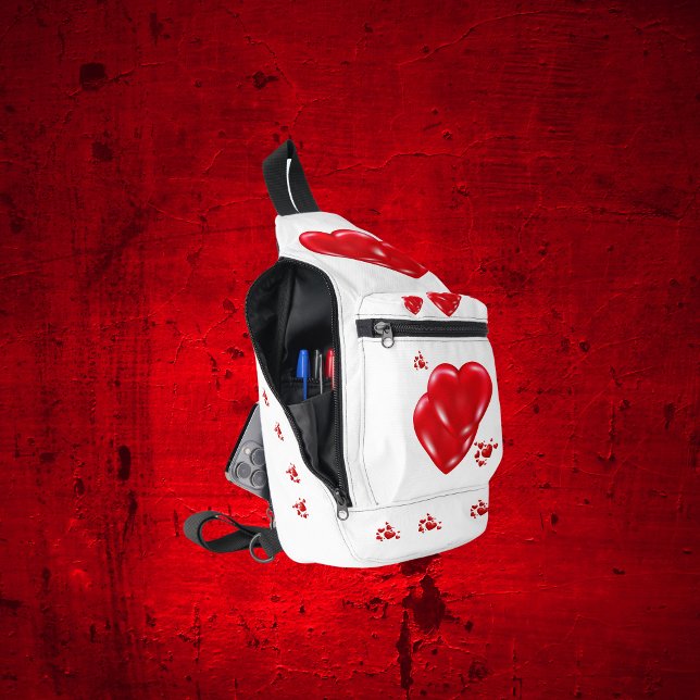 Simple Red Hearts on White Happy Valentine's Day | Sling Bag (Creator Uploaded)