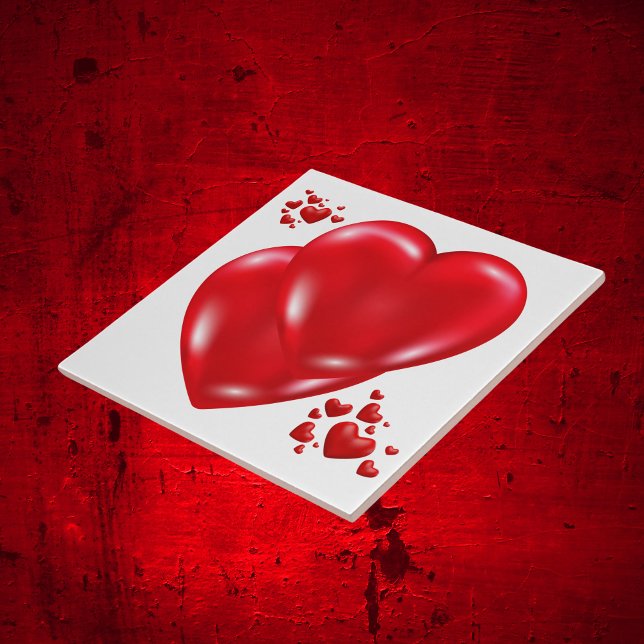 Simple Red Hearts on White Happy Valentine's Day | Tile (Creator Uploaded)