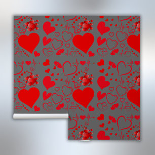 Simple Red Hearts Romantic Love On Charcoal   Wallpaper