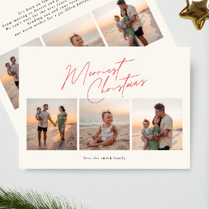 simple red merry christmas   6 photo collage happy holiday card