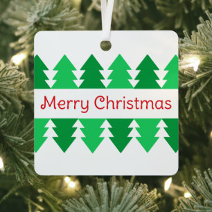 Simple Red Merry Christmas Green Tree Design Metal Tree Decoration