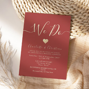 Simple Red Micro Wedding Invitation
