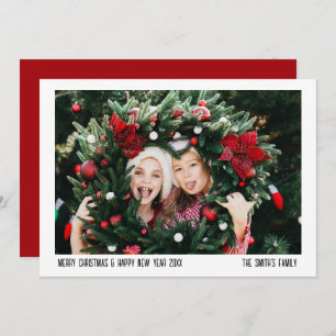 Simple Red Minimalist Christmas Photo Cards