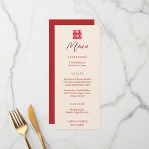 Simple red modern double happinessChinese wedding  Menu