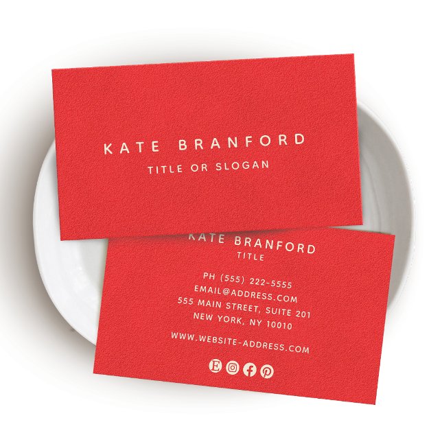 Simple Red Modern Minimalistic Social Media Business Card (Creator Uploaded)