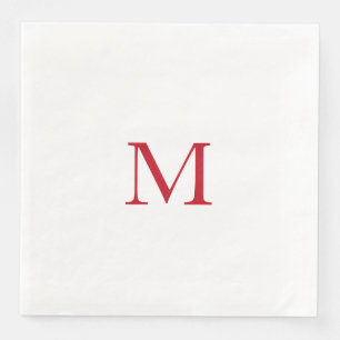 Simple Red Monogram Paper Napkin