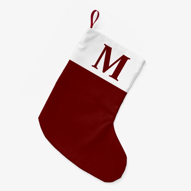 Simple Red Monogram Personalised Christmas Small C Stocking (Front (Hanging))
