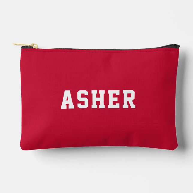 Simple Red Personalised  Accessory Pouch (Front)