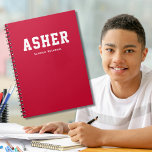 Simple Red Personalised School Subject  Notebook<br><div class="desc">How exciting your children are going back to school and they are going to learn so much!  Here is a simple,  yet modern personalised notebook. Available in different colours for the different subjects,  customise your notebook for your mathematics,  science,  social studies,  language arts,  music,  art and reading classes.</div>