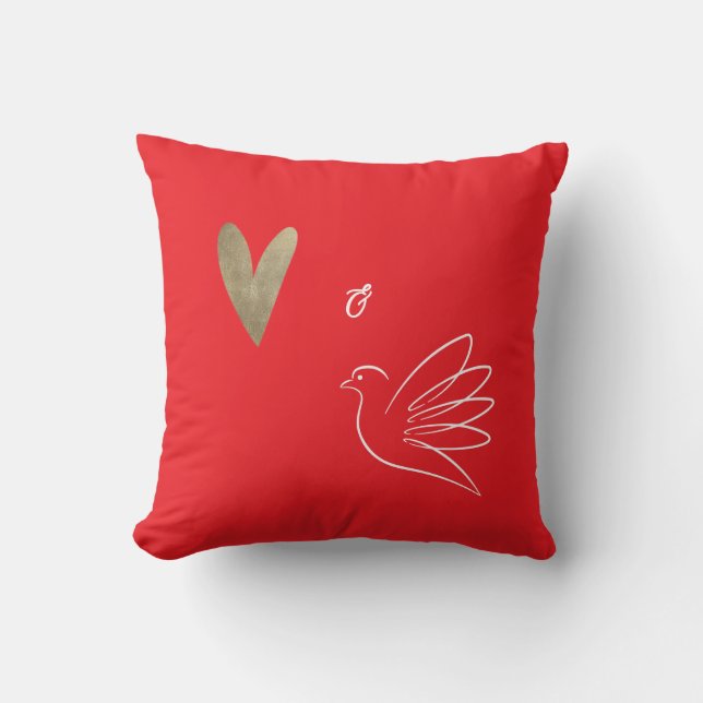 Simple Red Photo Christmas  Cushion (Front)