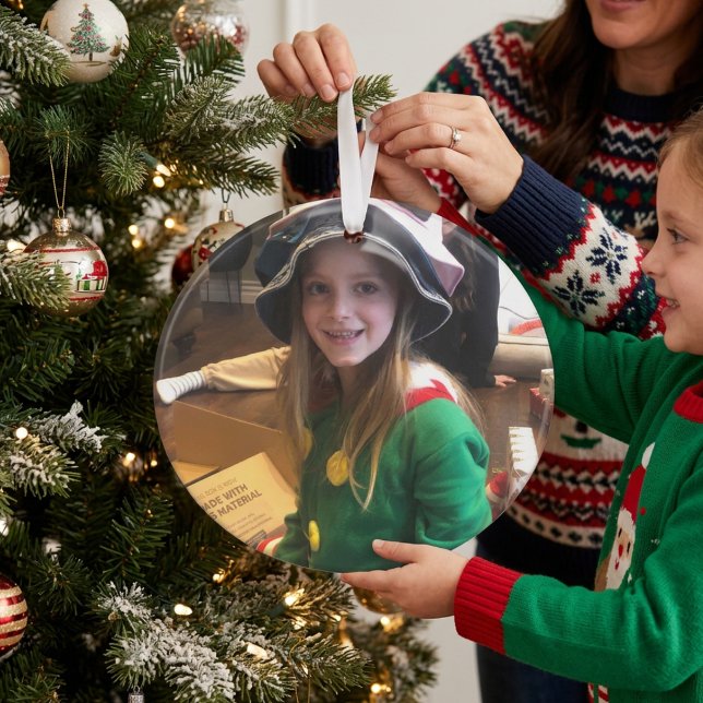 Simple Red Photo CHRISTMAS  Ornament personalize (Creator Uploaded)