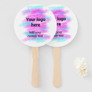 Simple red pi watercolor add your logo custom text hand fan