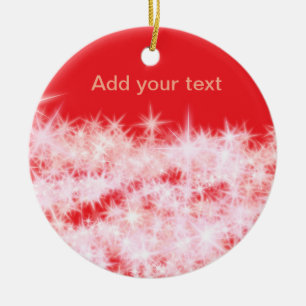 Simple red pink glitt sparkle stars add your text ceramic tree decoration