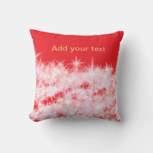 Simple red pink glitt sparkle stars add your text cushion