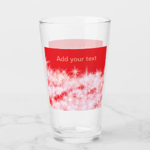 Simple red pink glitt sparkle stars add your text  glass