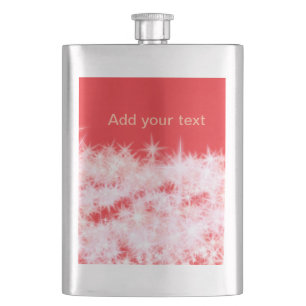 Simple red pink glitt sparkle stars add your text  hip flask