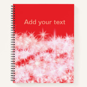 Simple red pink glitt sparkle stars add your text  notebook