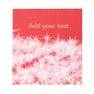Simple red pink glitt sparkle stars add your text notepad
