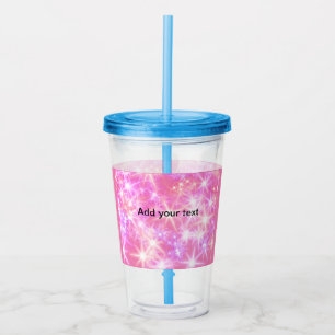 Simple red pink glittersparkle stars add your text acrylic tumbler