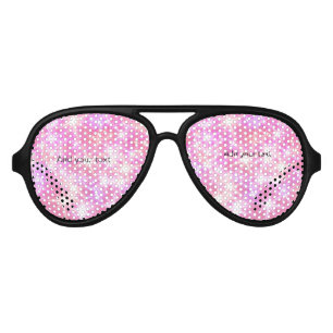 Simple red pink glittersparkle stars add your text aviator sunglasses