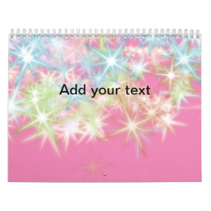 Simple red pink glittersparkle stars add your text calendar
