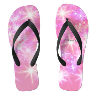 Simple red pink glittersparkle stars add your text jandals