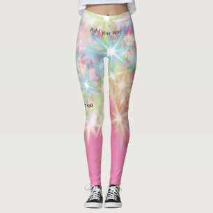 Simple red pink glittersparkle stars add your text leggings