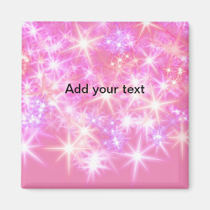 Simple red pink glittersparkle stars add your text magnet