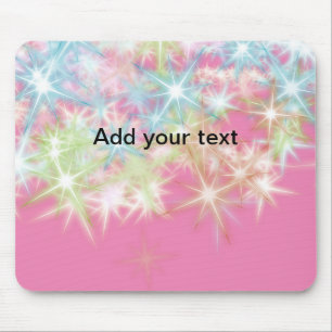 Simple red pink glittersparkle stars add your text mouse pad