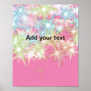 Simple red pink glittersparkle stars add your text poster