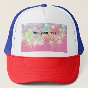 Simple red pink glittersparkle stars add your text trucker hat