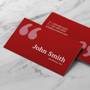 Simple Red Quotes Journalist Business Card