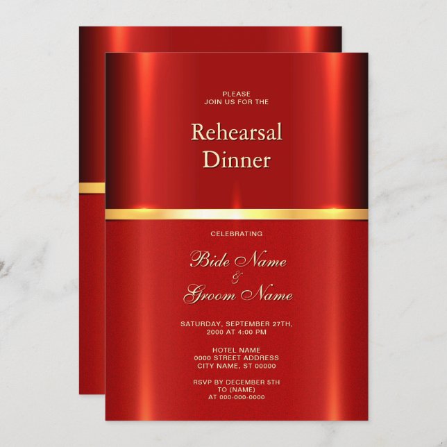 Simple Red Rehearsal Dinner Invitation (Front/Back)
