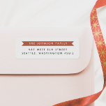 Simple Red Ribbon Banner & Family Name<br><div class="desc">A simple return address label design featuring your family name in bold white capitals against a red ribbon label shape. Below, your return address or contact details are printed in simple sans-serif typography. These labels are perfect for enhancing your holiday correspondence, giving each envelope a traditional & elegant touch. Made...</div>