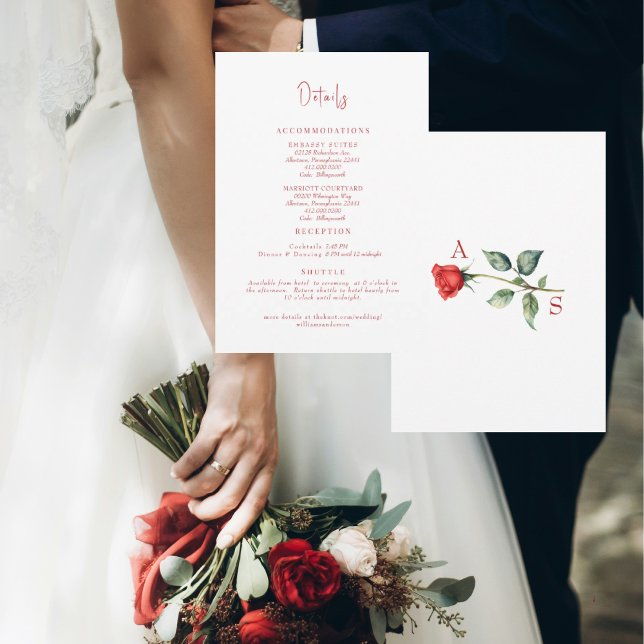 Simple Red Rose Wedding Details Enclosure Invitation (Creator Uploaded)