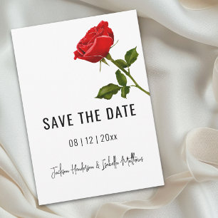 Simple Red Rose Wedding Save The Date