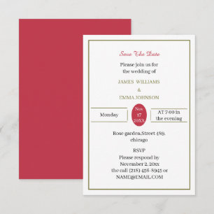 Simple Red Save The Date Custom