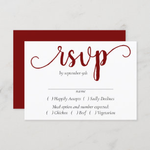 Simple Red Script Cherry Flourish Entree Choice RSVP Card
