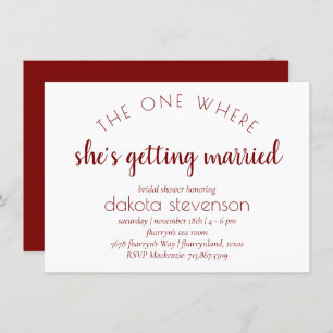 Simple Red Script   One Where Shes Getting Married Invitation